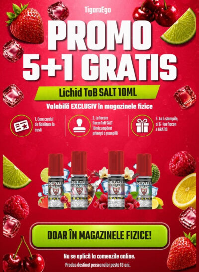 Promo 5+1 gratis Lichid ToB SALT 10ML - doar in magazinele fizice